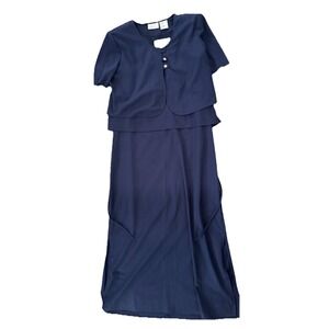 Kathie Lee Women's Long Blue Dress And‎ Cover Size 12 Grannycore